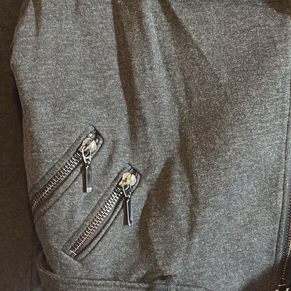 Dalia Jersey Knit Biker Style Jacket, Grey, Size Large - Picture 5 of 5
